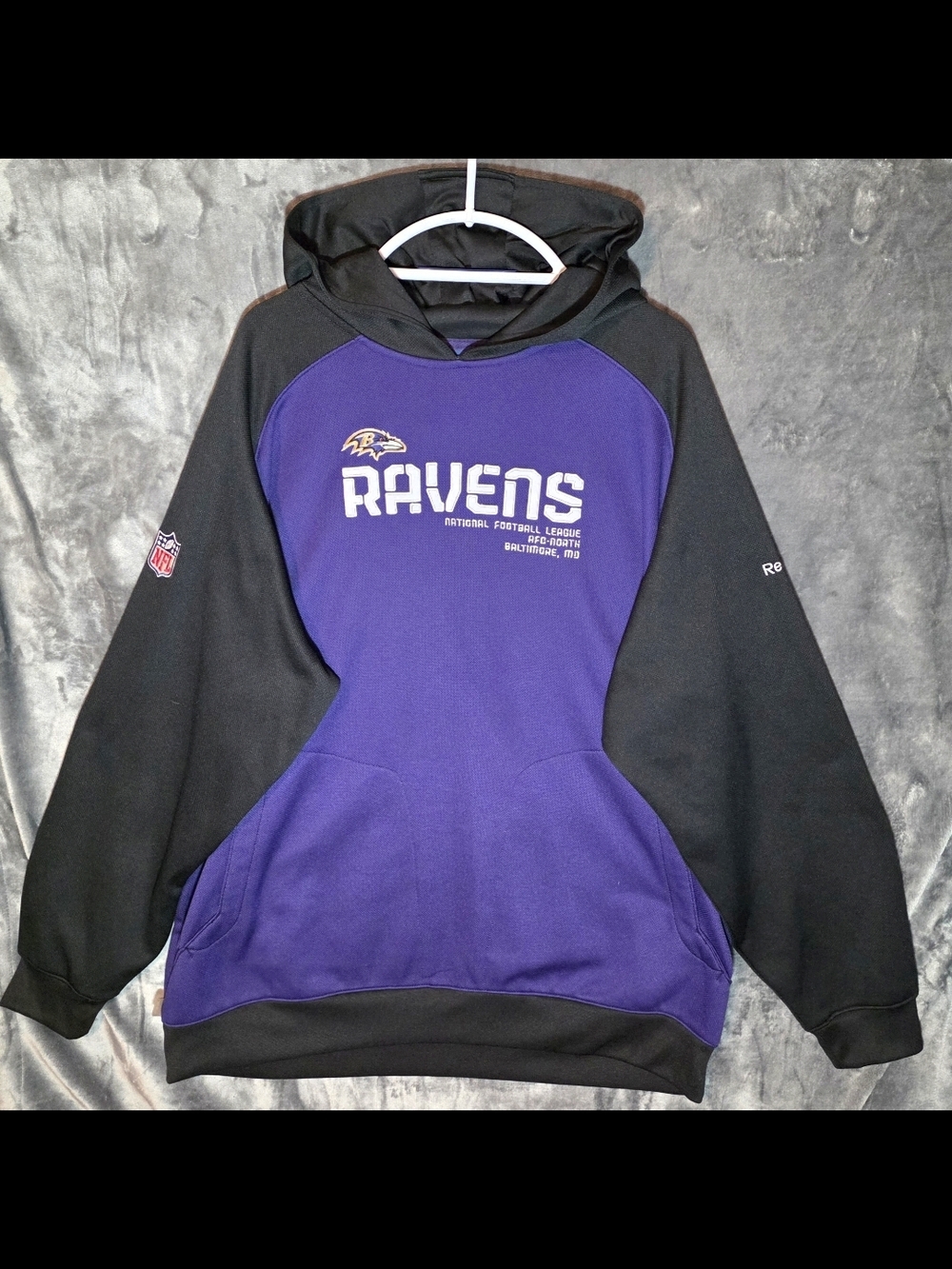 Reebok Purple and Black Ravens Pullover Hoodie